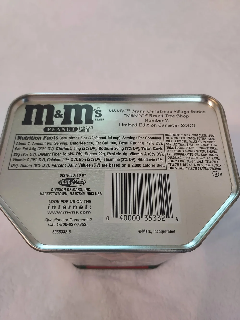 Vintage 2000 M&M'S Christmas Village Collectible Tree Shop Tin Limited Edition